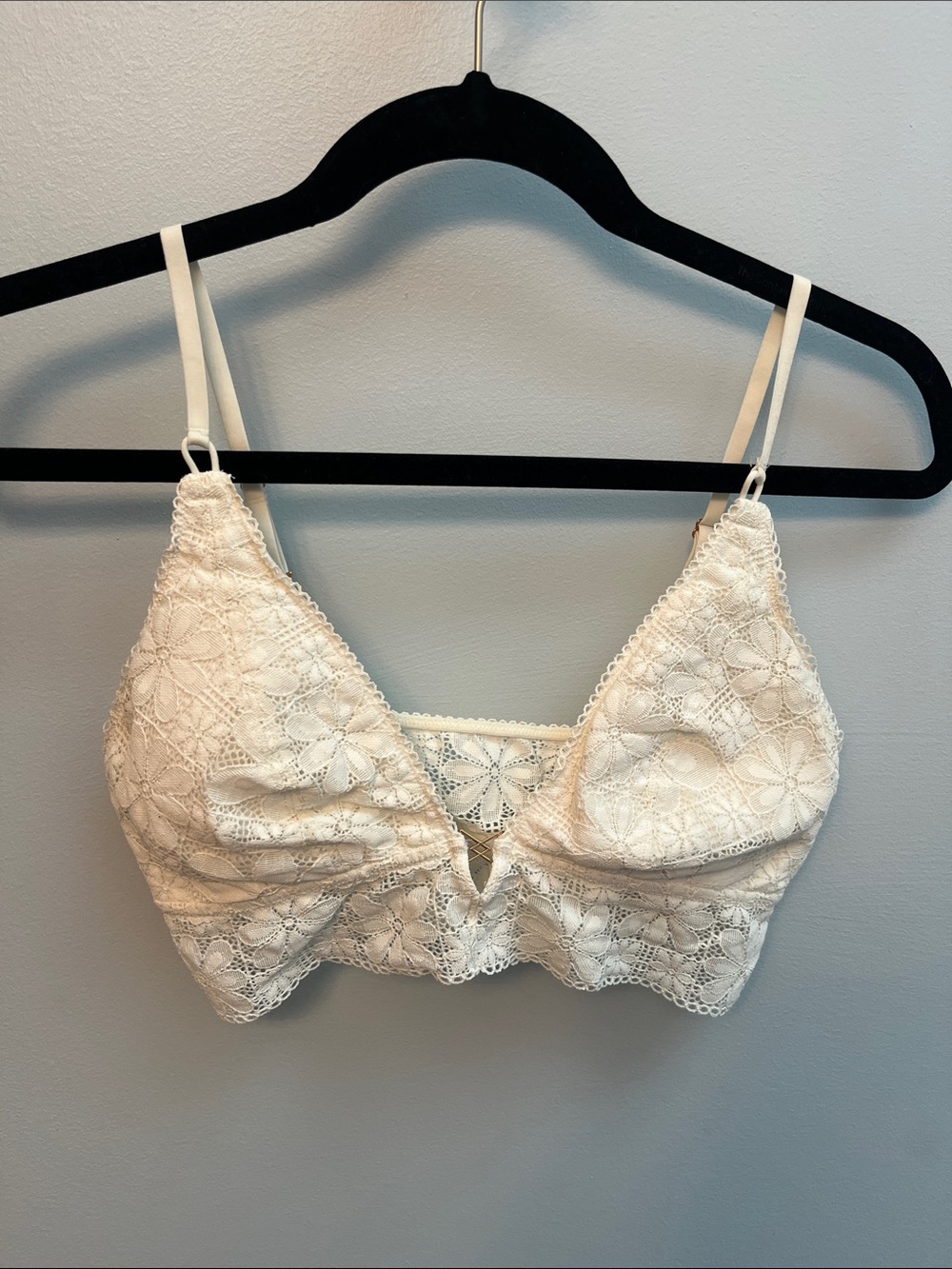aerie White Floral Lace Bralette